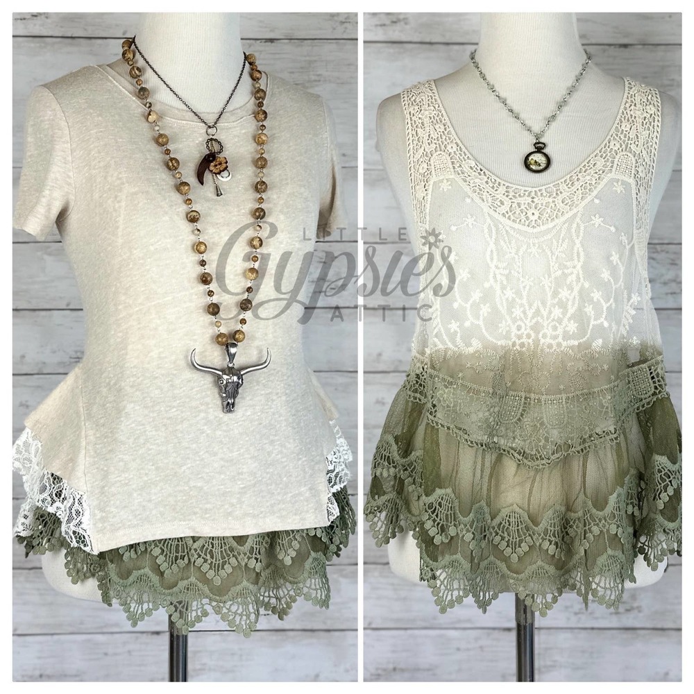 POL Antique Ivory Ombre Lace Layering Top - Picture 16 of 16